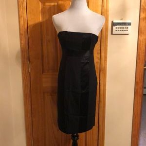 Express black satin strapless dress, worn once.